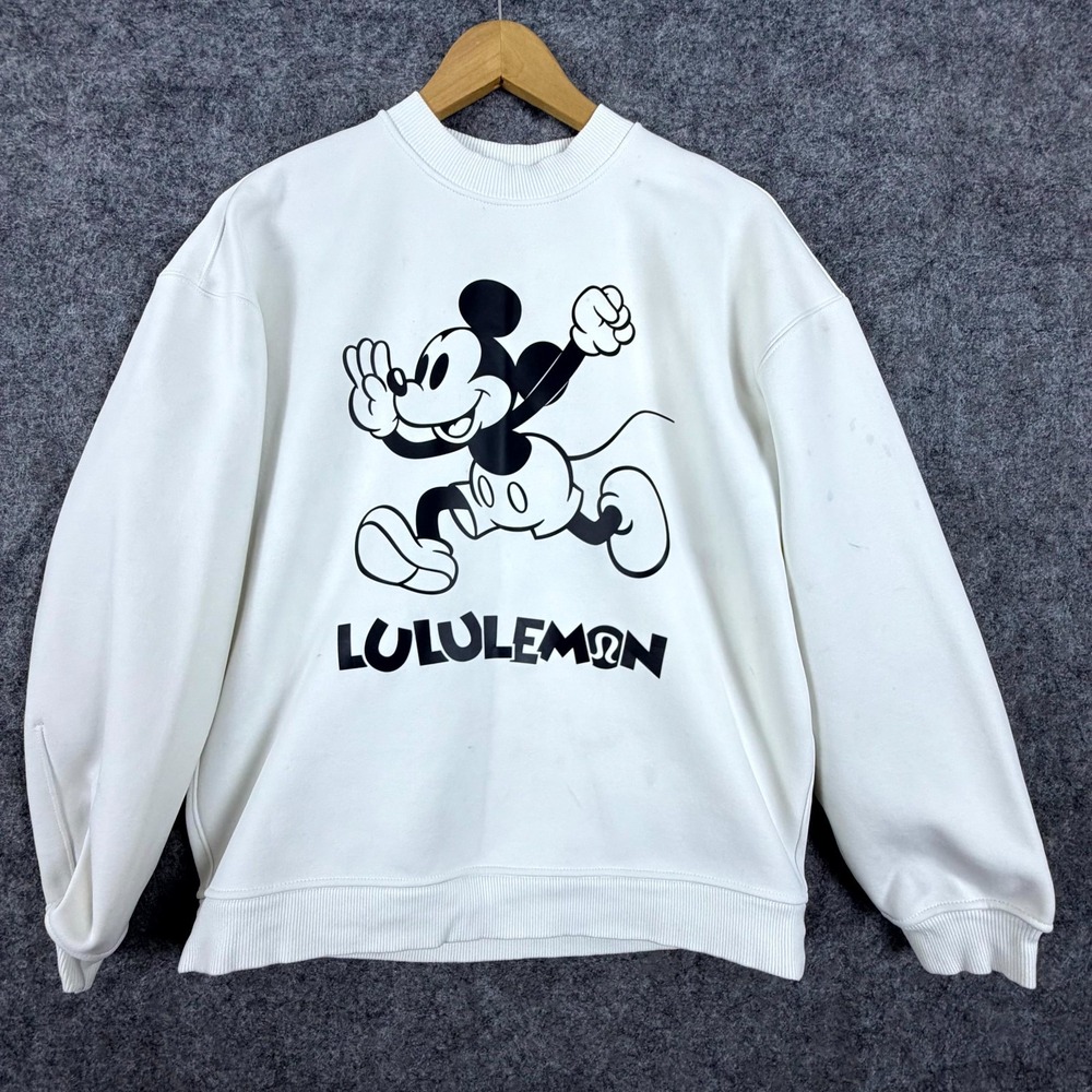 Lululemon Sweatshirt Womens XS White Disney Mickey Mouse Pullover Relaxed Fleece